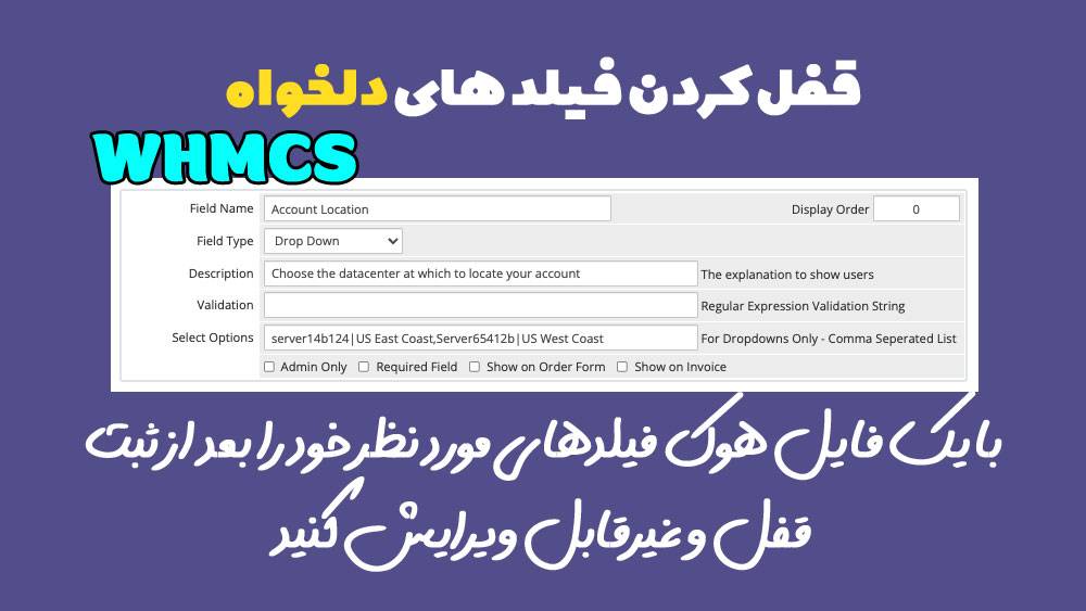 چطور کاستوم فیلدهای whmcs را قفل کنیم